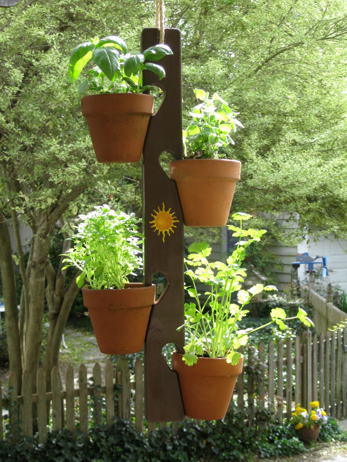 Flower Pot Plant Hanger Wood Herbs Flowers Handmade By Whimsytwo   Il Fullxfull.763936113 P247 