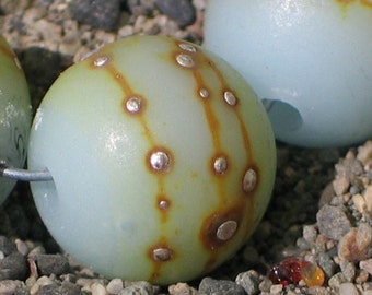 Handmade Glass Lampwork Beads, Baby Blue/Silver/Etched/Frosted