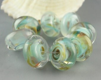 Handmade Lampwork Glass Beads, lampwork bead set, glas beads, jewelry supplies, lampwork spacer bead, artist lampwork, Amalfi Coast