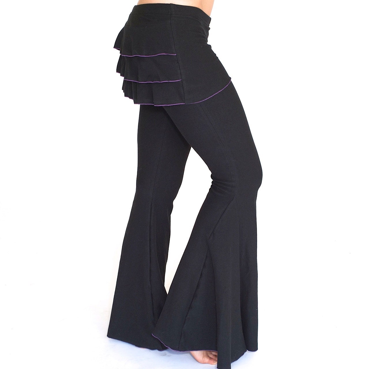 Womens Ruffle pants with attached ruffle skirt BUSTLE PANTS