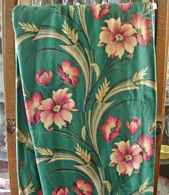 MCM Vintage Textile Fabric Patio Print Floral Botanical on