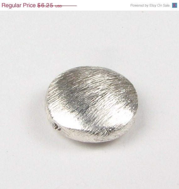 ... SALE Small Brushed Sterling Silver Flat Coin Disc Bead 7mm (2 pieces