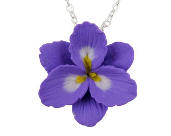 Freesia Necklace  Purple Fl ower Necklace, Freesia Pendant, Freesia 