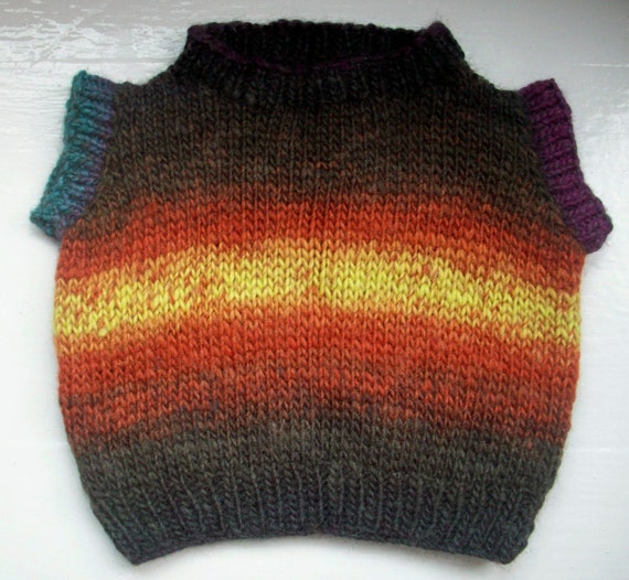 Child's vest top, toddler tank top, preschooler bodywarmer, slipover, wool yarn knitted by SpinningStreak