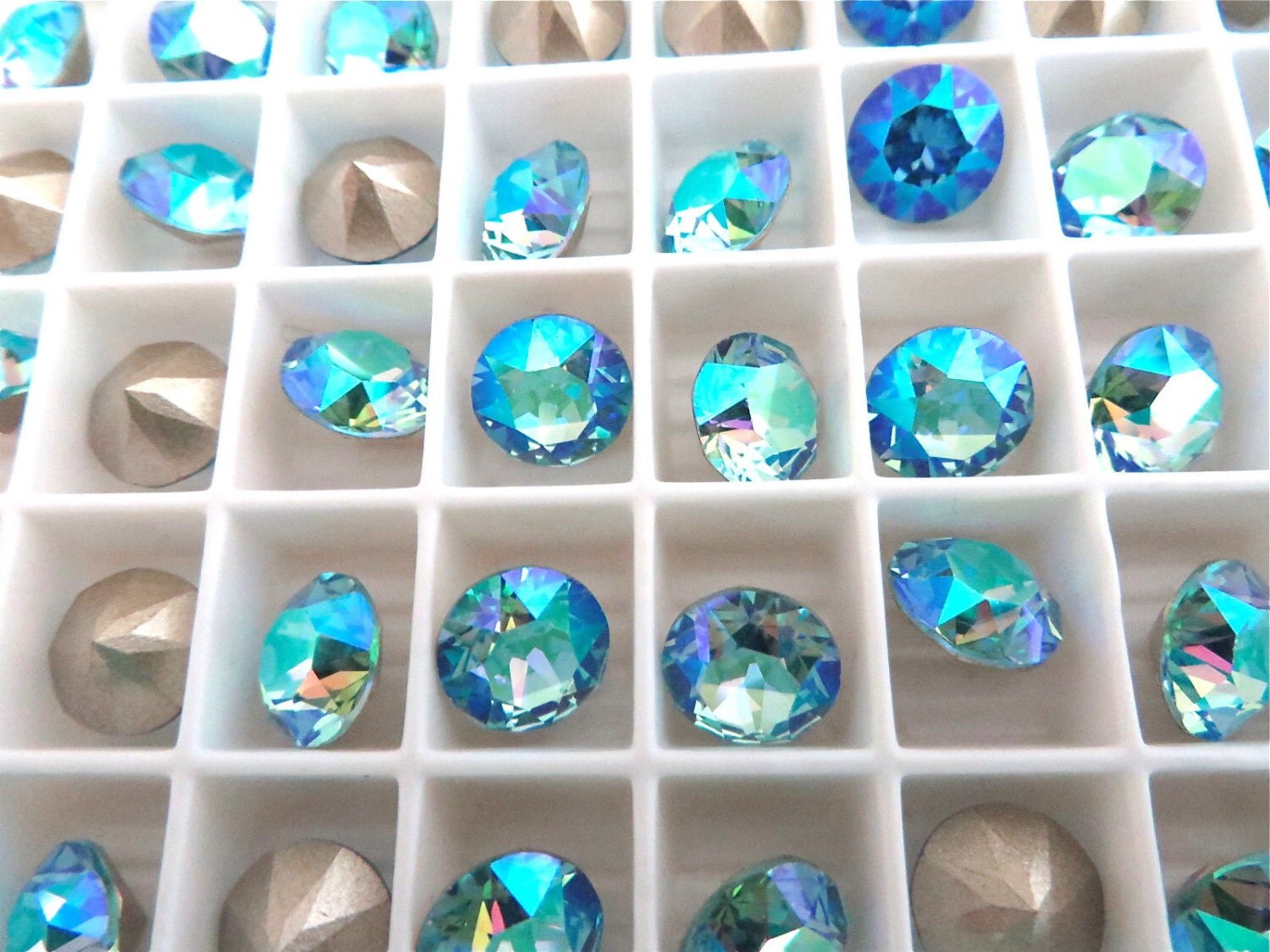 6 Aquamarine AB Swarovski Crystal Chaton Stone 1088 39ss 8mm