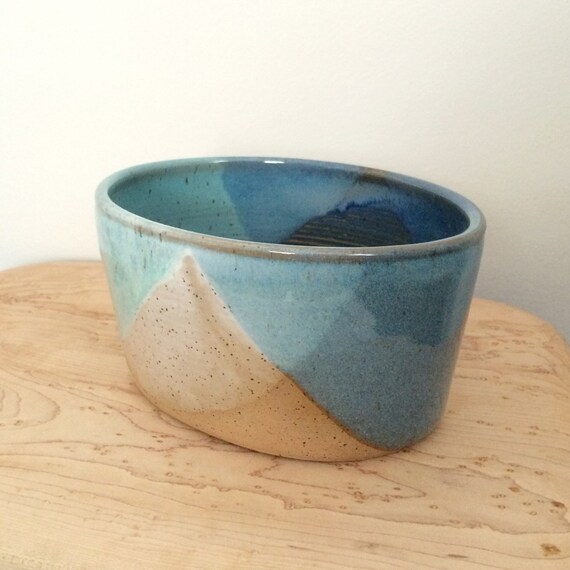  Large  Oval  Ceramic  Blue Dipper Planter  Blue pottery pot