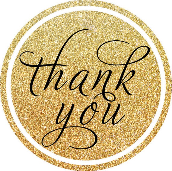 Glitter Gold & Black Thank YouThank You PERSONALIZED Stickers