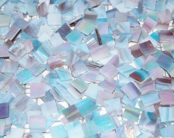 100 1/2 Inch Blue Plum Iridescent Stained Glass Mosaic Tiles