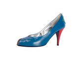 Vintage 80s Pumps CHARLES JOURDAN Heels Memphis Group Sottsass New Wave Aqua Blue Red Green Leather Shoes 9.5 AMAZING!!!!