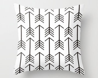 Arrow Pillow Cover Black Pillow Black and White Pillow Rustic Pillow 8 Sizes Available Cushion Cover