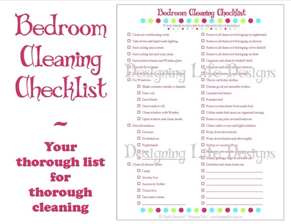 cleaning checklist by room