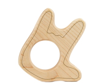 ASL I Love You Teether - Wood Toy Teether - Baby Toy - Sign Language Baby Gift - Handmade Wooden Toys -TE14