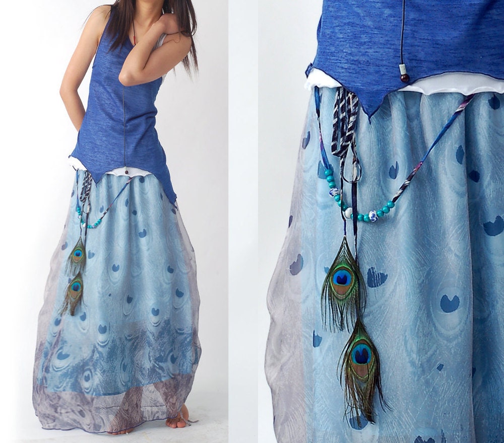 Peacock Chiffon Maxi Skirt And Dress Q1206 1570