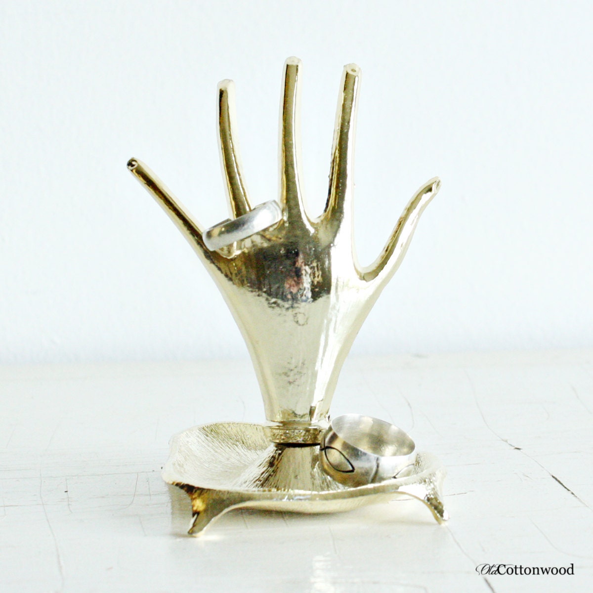Vintage Metal Hand Ring Holder gold jewelry holder