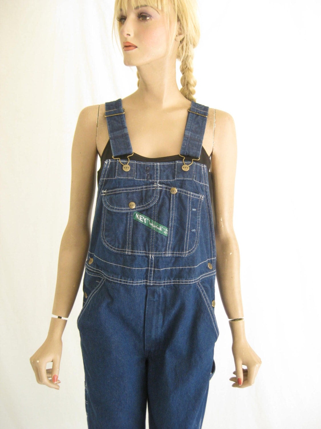 Vintage KEY Denim Bib Overalls. Size Medium