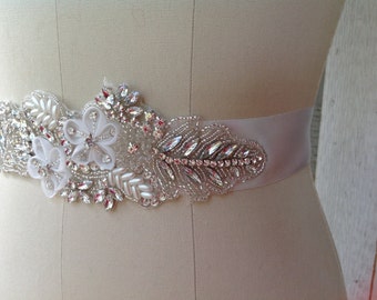 Wedding gown sash, Ribbon colors! Wedding dress belt, Gown sash/belt, Bling, Beads black ribbon, rhinestone beaded sash