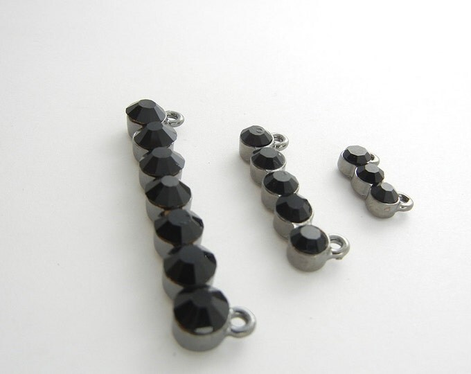 Set of 3 Black Rhinestone Double Link Pendants