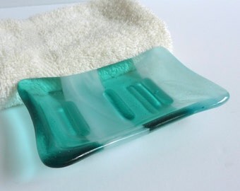 Fused Glass Soap Dish in Aqua by BPRDesigns