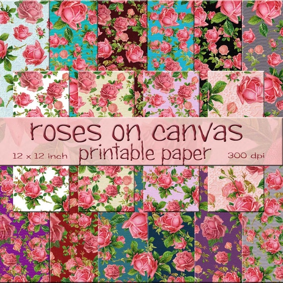 Instant Download of Digital Scrapbook Paper Roses by liquidpoppy