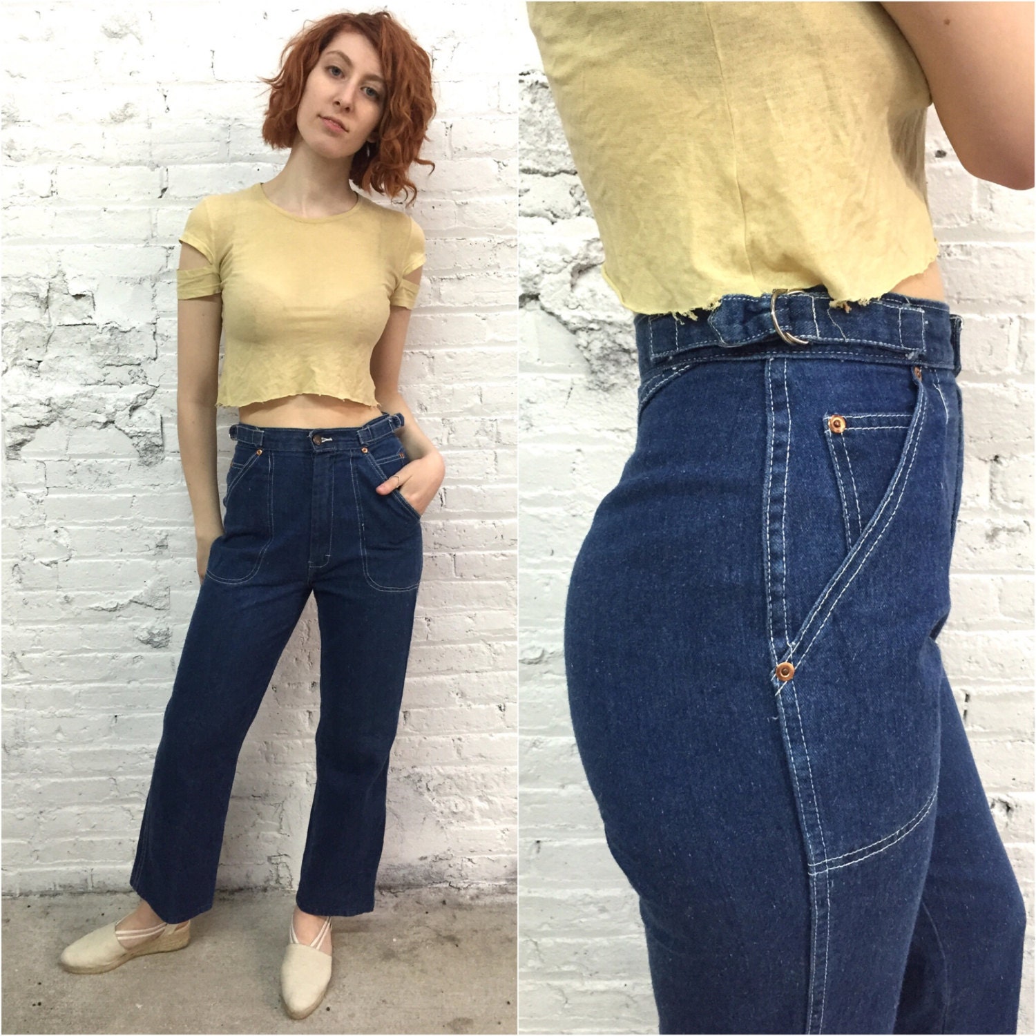 1970s jeans / 70s jeans / 70s denim wide leg flares / vintage