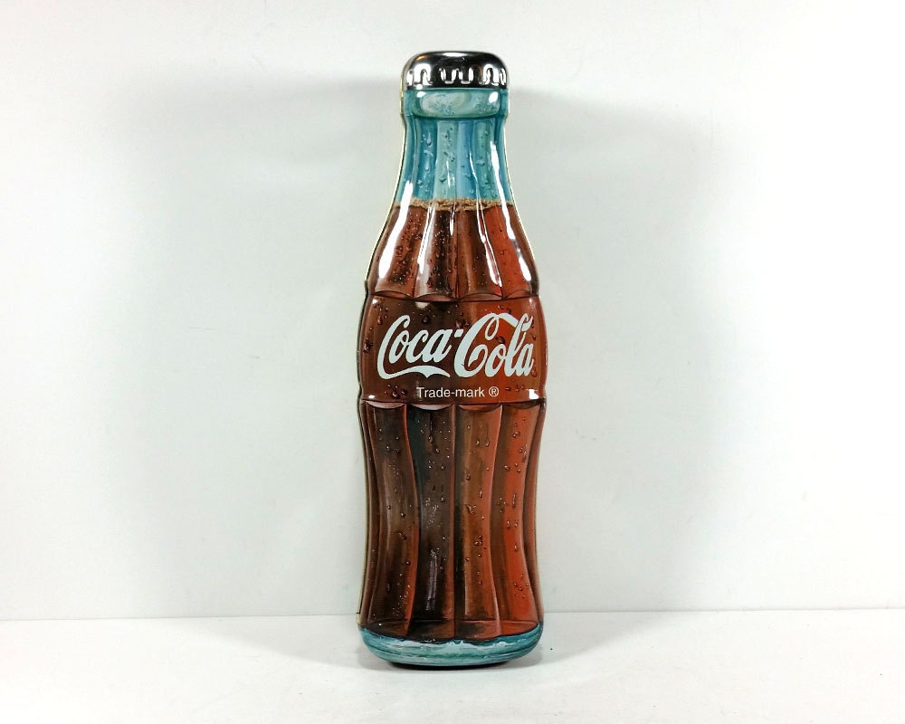 Vintage LARGE Coca Cola Bottle Shaped Tin by MysticLily on Etsy