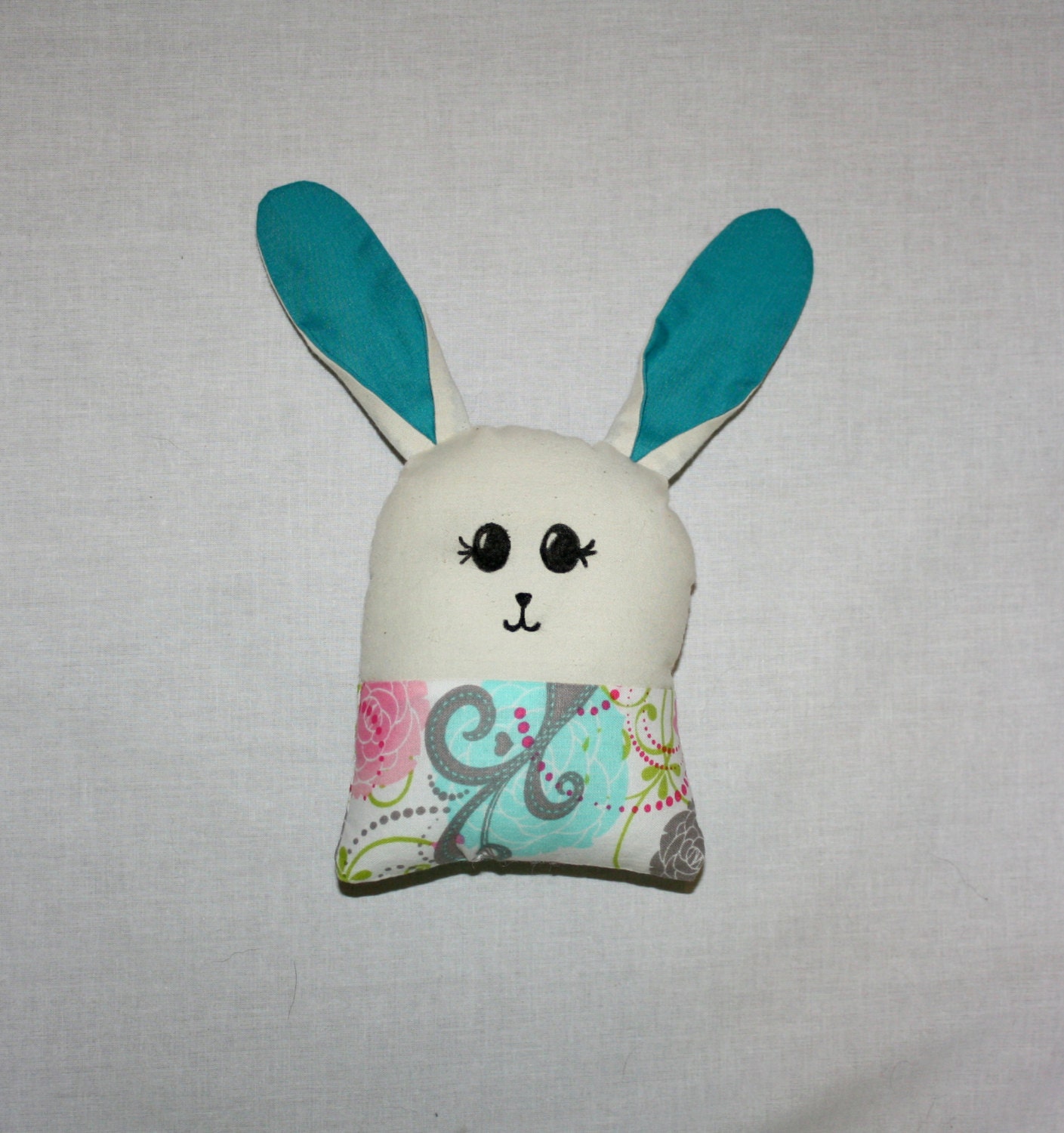 Bunny Plush TEAL and GRAY/ Stuffed Animal / Rabbit / Handmade