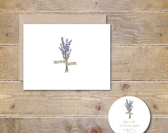 Thank You Cards, Thank You Card Set, Thank You Notes, Lavendar, Flowers, Floral, Recycled, Rustic, Wedding, Bridal Shower, Lavendar Garden