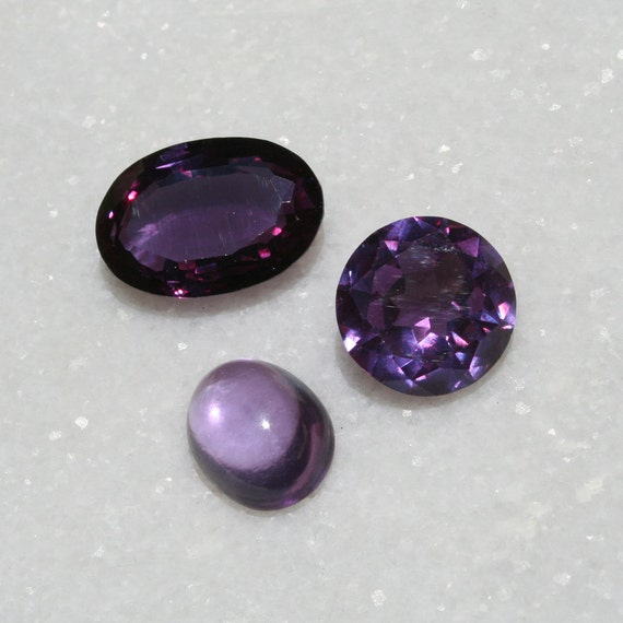 Vintage Synthetic Alexandrite Loose Stones 3 Total