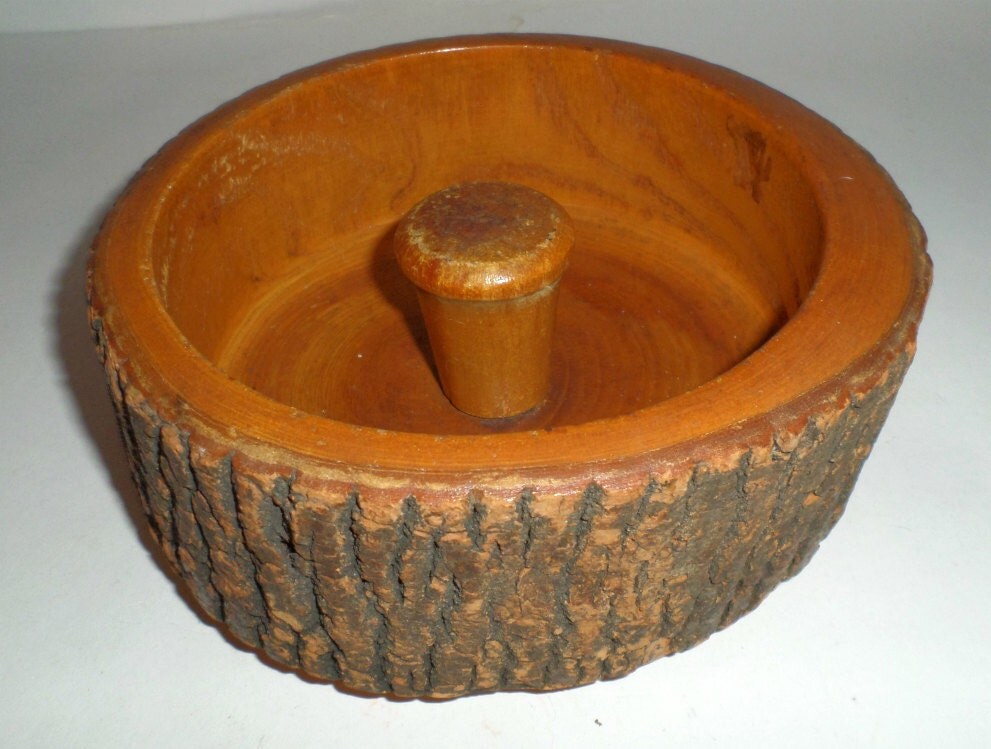 Vintage Wood Nut Bowl Bark Bowl Nut Serving Bowl Carved