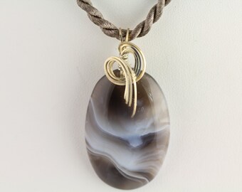 Grey Agate Pendant. Listing 236118115