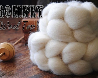 Undyed Natural White Romney Combed Top Wool Roving Spinning Felting fiber - 4 oz