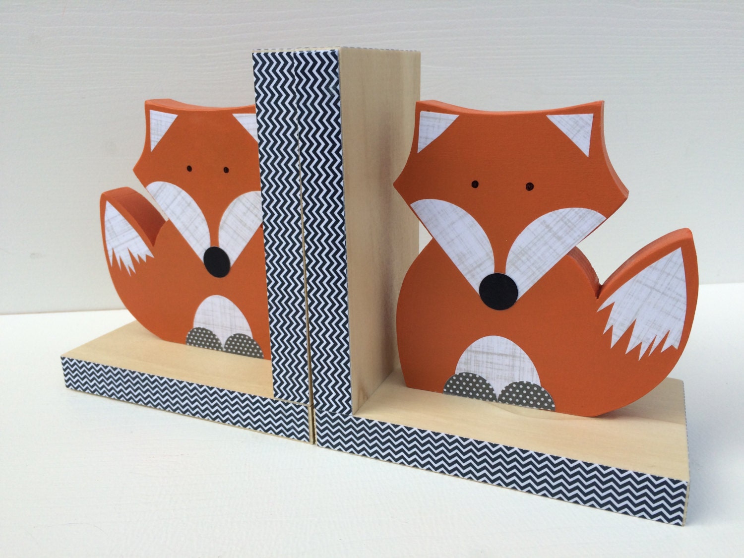 Fox Bookends Orange and Navy Blue Woodland Nursery Woodland