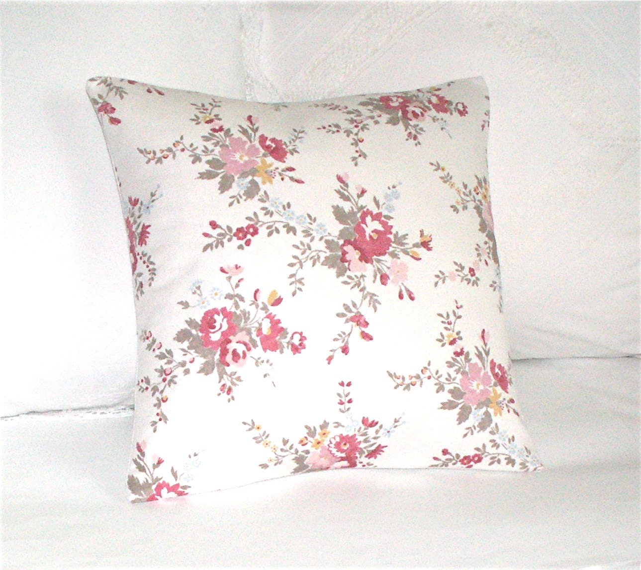 English Rose Country Garden Cushion / Decorative Throw by maisiev