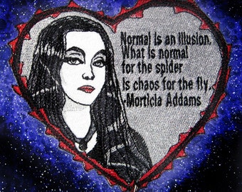 Morticia Addams Iron on Patch Sew on Applique embroidered