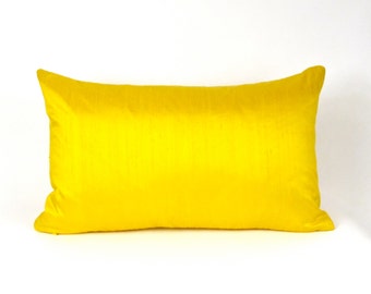 Yellow Dupioni Silk Pillow Cover - Yellow Throw Pillow Cover, Yellow Toss PillowCover, Yellow Silk Pillow Cover