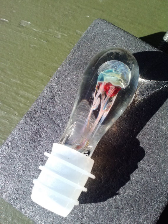 Items similar to jellyfish glass handmade Wine Bottle Stopper Lampwork