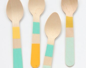 Colorblock - Wooden Ice Cream Spoons - Cool Colors