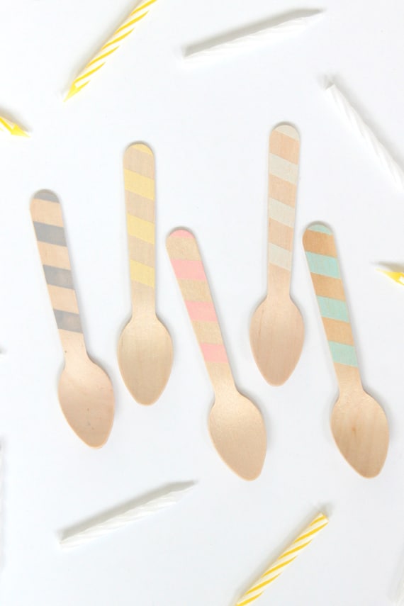 Vintage Ice Cream Stripes -20 Wooden Ice Cream Spoons - Perfect For Parties Il_570xn