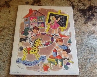 Vintage Childs Board Puzzle Playschool Preschool Golden Press