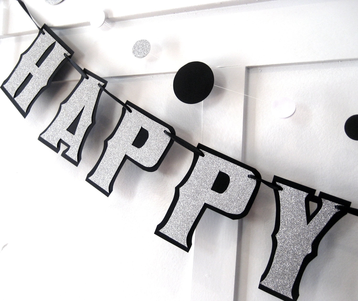 Silver Birthday Banner Silver Glitter Birthday Banner Silver