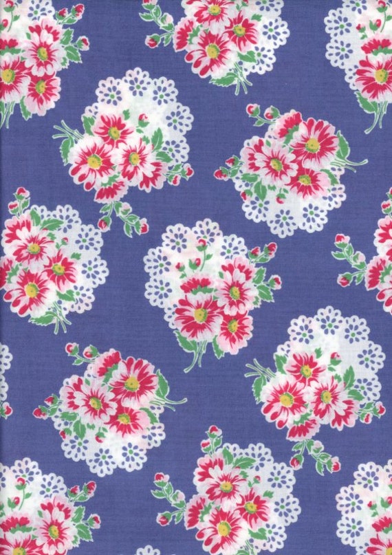 BLUE FLORAL Lecien Reproduction Fabric / Old New Collection