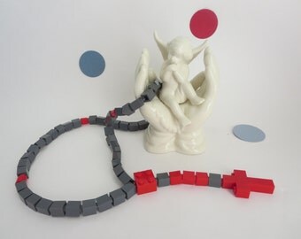 Catholic Rosary made of Lego Bricks - Gray and Red Lego Bricks Rosary