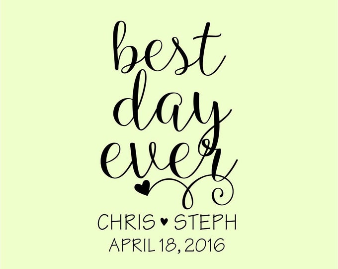 Personalized Handle mounted wedding rubber stamps Let Love Grow W45 Best Day Ever