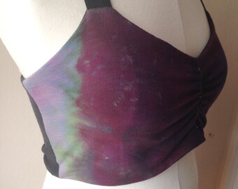 Bandeau Soft Bra Bralette. Purple Cage Bra. Organic Cotton Hemp Yoga Sports Bra. Hand Dyed Purple Comfort Bralette Large. Festival Clothing.