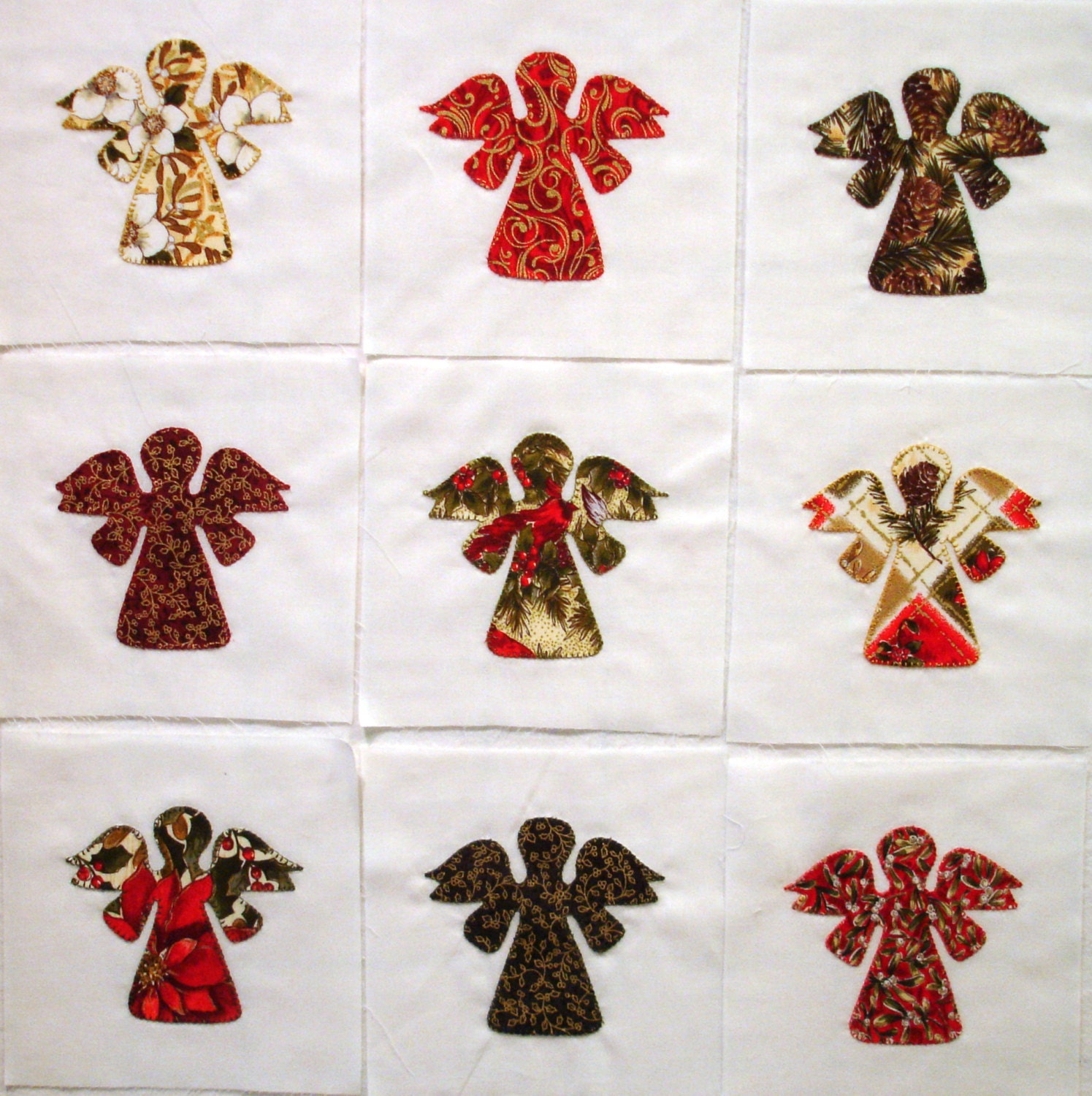 Quilt Blocks Appliqued Christmas Angels