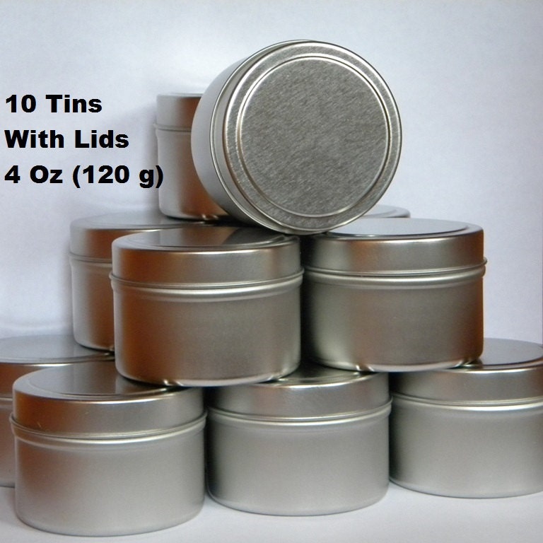 Empty Metal Tins With Lids 4 Oz Tins 10 Qty Round Metal