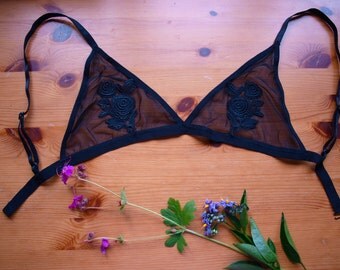 Black animal sheer mesh cross back bralette 99 turkey los