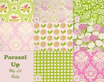 Custom 6 Piece Floral Pink and Green Nursery Crib Set Parasol Up by Heather Bailey Baby Girl Build Your Own Custom Crib Bedding