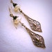 Art Nouveau Brass Drops, brass and pearl earrings, pearl and brass drop earrings