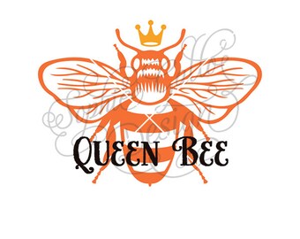 Queen Bee SVG, DXF, PNG digital download files for Silhouette Cricut vector clip art graphics Vinyl Cutting Machine, Screen Printing